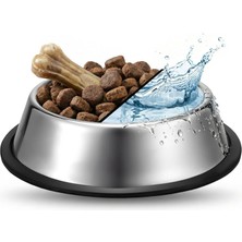 Happy Trend Için Paslanmaz Çelik Mama ve Su Kabı (30 Cm) - Kaydırmaz Kauçuk Tabanlı - Koku Tutmaz - Yaş ve Kuru Mama Için Uygun - Bulaşık Makinesinde Yıkanabilir - 1400 ml Kapasiteli