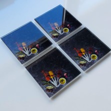 Happy Trend 4'lü Takım | Cam Bardak Altlığı | 10CM x 10CM | (Baharat Çeşnisi)