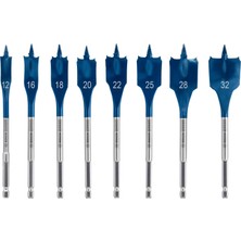 Happy Trend 8 x Expert Self Cut Speed Yassı Freze Matkap Seti (Yumuşak Ahşap, Sunta, Ø 12,0, 16,0, 18,0, 20,0, 22,0, 25,0, 28,0, 32,0 Mm, Profesyonel Aksesuar Matkap)
