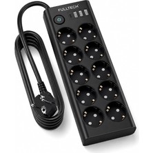 Happy Trend 10'lu Grup Priz Usb'li (3x Usb-A, 1x Usb-C), 3680W 16A, 2 Metre Kablo, Topraklı Uzatma Kablosu, Ev Ofis Gaming Için
