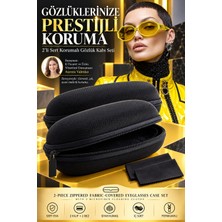 Transformacion 2li Fermuarlı Kumaş Kaplı Gözlük Kabı Seti Darbeye Dayanıklı Gözlük Koruma Kılıfı Temizleme Bezli 721794