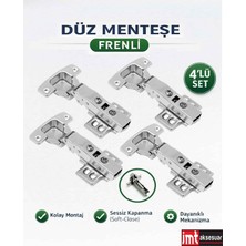Happy Trend Frenli Pistonlu Düz Mobilya Mutfak Dolap Kapağı Menteşesi (4 Adet) Metalik