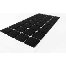 Happy Trend Sandalye Koltuk Ayağı Için Yapışkanlı Keçe 25MM x 32 Parça | Parke Zeminler Için | Çizilmeyi ve Gürültüyü Önler | Kapı Çekmece Için Sessiz Kapanma (Siyah, Kare)