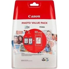 Canon Pg-46 / Cl-56 (9059B003) Ikili Paket Orjinal Kartuş + 50 Fotoğraf Kağıdı - E204 / E304