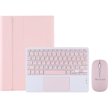 Happy Trend Samsung Galaxy Tab S9 Fe SM-X510 ile Uyumlu Bluetooth Touchpad Klavye + Bluetooth Mouse + Standlı Kılıf - Bkk7 Pembe