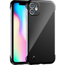 Happy Trend iPhone 11 Uyumlu Yanları Açık Mika Ince ve Hafif Tasarım Sert Arka Kapak Kılıf - (Siyah)