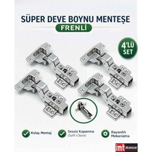 Happy Trend Frenli Pistonlusüper Deve Boynu Mobilya Mutfak Dolap Kapağı Menteşesi (4 Adet) Metalik