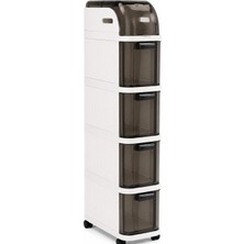 Turan Home Pro Slim Tekerlekli Organizer Dolap, 4 Çekmeceli Dar Alan Depolama Ünitesi, Banyo, Mutfak ve Çamaşır Odası Için Çok Amaçlı Aralık Dolabı, 95X20X38,5 cm