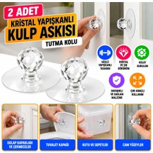 Milas Toptan mt 2 Adet Kristal Kendiliğinden Güçlü Yapışkanlı Kulp Askısı Tutma Kolu