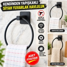 Milas Toptan mt Kendiliğinden Yapışkanlı Siyah Paslanmaz Metal Yuvarlak Havluluk (Adet Fiyatıdır)