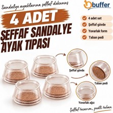 Milas Toptan Dayanıklı Şeffaf Yuvarlak Sandalye Koruma Tıpa Seti 4 Adet