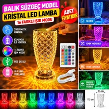 Milas Toptan mt Balık Süzgeç Model USB Şarjlı Kumandalı 16FARKLI Işık Modlu Masa Üstü Kristal Akrilik LED (Adet Fiyatıdır)