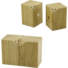 Milas Toptan mt Baharatlık Tuzluk 5X5CM Y:7cm 2parça Mıknatıslı Ikiz Ahşap Bambu Baharatlık Tuzluk