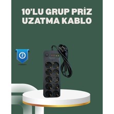 Die Grup Termal Koruma Sistemli USB Type-C 10’lu Grup Priz 2m 2500W Güç Kapasiteli