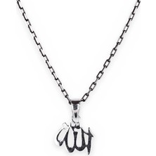 Kambo El Yapımı 925 Ayar Gümüş Allah Yazılı Madalyon Kolye - 50 cm
