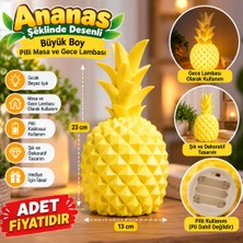 Efnaz Style Ananas Şeklinde Desenli Büyük Boy Pilli Masa ve Gece Lambası (Adet Fiyatıdır)