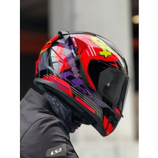 Ls2 Rapıd 2 Rush Kırmızı-Sarı-Siyah Kask (Siyah Vizör)
