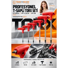 Transformacion Profesyonel T-Kollu Torx Alyan Anahtar Seti 6 Parça CR-V Çelik 20 cm El Aletleri Takımı 722633