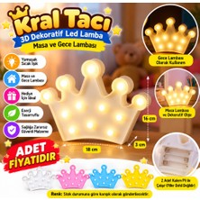Efnaz Style 3D Dekoratif Pilli Kraliçe Tacı Model LED Masa ve Gece Lambası (Adet Fiyatıdır)