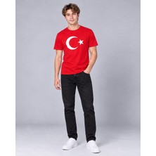 Nly Üniforma Türk Bayraklı Unisex Kırmızı T-Shirt Ay Yıldız Türk Bayraklı Tişört