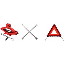 Wehhler Audi Q2 2016-2017-2018-2019-2020-2021-2022-2023-2024-2025-2026-2027 Gerçek 1.5 Ton Kriko - Sağlam 4 Kollu Istavroz Tip Bijon Anahtarı - Yüksek Fosforlu  Ikaz Levhası & Üçgen Reflektör Seti