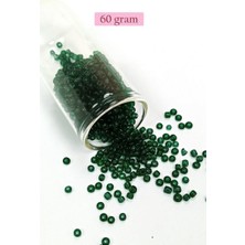 Meks Dökme Cam Kum Boncuk (8/0) 3 mm - 60 Gram - Şeffaf Koyu Yeşil - BNC196