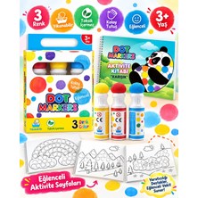 The Monarch Co Yıkanabilir 3 Renkli Dot Marker Nokta Boyama Seti ve Karışık Aktivite Kitabı - 3+ Yaş Eğitici Oyuncak