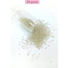 Meks Dökme Cam Kum Boncuk (11/0) 2 mm - 20 Gram -  Şeffaf Beyaz - BNC018