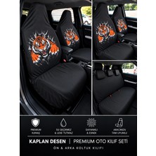 Şimika Siyah Tiger Kaplan Logolu Kumaş Servis Kılıfı Ön Arka Kılıf 4 Parça (Arka 2 Parca Logolu) Penye 1.kalite Esnek Likralı Üniversal Yıkanabilir Her Araca Uyumlu