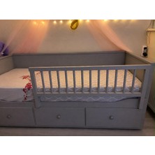 Ata-Mer Wood Products 125X50 Hemnes Divan Uyumlu (Gri) Geçmeli Yatak Bariyeri, Trabzan, Korkuluk