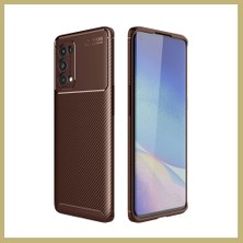 Bezos Reno 5 Pro Kılıf Auto Focus Karbon Kapak - Kahverengi Za