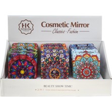 Cosmetic Mirror Cosmetıc Mırror Deri Taşlı Mozaik Cep Aynası K-759 12'li Paket