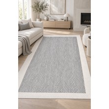 Noliva Home Kesit Sisal Görünümlü Gri Ekru Modern Dekoratif Halı Mutfak Salon Koridor Robot Süpürge Uyumlu Kolay