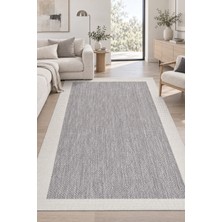 Noliva Home Kesit Modern Sisal Görünümlü Gri Ekru Robot Süpürge Uyumlu Mutfak Koridor Oturma Odası Halısı