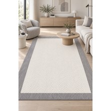 Noliva Home Kesit Modern Sisal Görünümlü Polyester Halı Krem Gri Robot Süpürgeye Uyumlu Kolay Temizlenebilir Mut