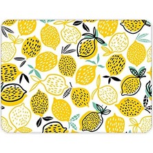 Toptan Budur 10011502223 Sarı Limonlar Cam Kesme Tahtası, 29 cm x 34 cm