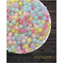 Toptan Budur 8 mm Mat Içi Boncuklu Karışık Renkli Yuvarlak Boncuk, Takı Boncuğu - (25 G Ort. 90 Adet)