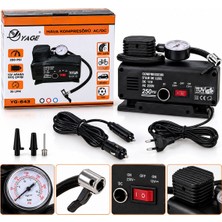 Yage KA-843 Tek Pistonlu Hava Kompresörü 12V Çakmaklık ve 220V Fişli 250 Psı