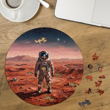 Punto Dizayn Marsta Astronot Tasarımlı Özel Kesim Yuvarlak 272 Parça Ahşap Puzzle MPDA3176