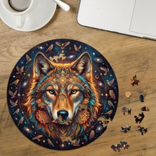 Punto Dizayn Desenli Kurt Tasarımlı Özel Kesim Yuvarlak 272 Parça Ahşap Puzzle MPDA3056