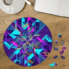 Punto Dizayn Neon Geometrik Desenler Tasarımlı Özel Kesim Yuvarlak 272 Parça Ahşap Puzzle MPDA3204