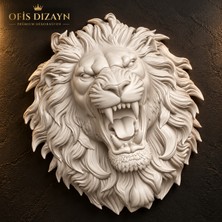 Ofis Dizayn 3D Aslan Başı Duvar Dekoru, Kabartmalı Heykelsi Duvar Süsü 20X20 cm