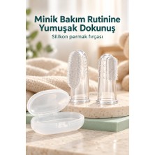 Mucit Home Slikon Parmak Bebek Diş Kaşıyıcı ve Şeffaf Renk Yumuşak Fırça Kutulu Erkek ve Kız Çocuk