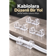 Mucit Home  40ADET Kablo Düzenleyici Duvar Fayans Cam Kablo Tutucu Yapışkanlı Klips Kablo Sabitleme