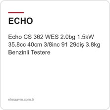 Echo Cs 362 Wes 2.0bg 1.5kw 35.8cc 40CM 3/8inc 91 29DIŞ 3.8kg Benzinli Testere