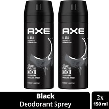 Marsilyan 2 Adet Axe Erkek Deodorant & Bodyspray Black 48 Saat Etkileyici Koku Vücut Spreyi 150 ml