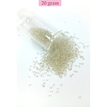 Marsilyan Dökme Cam Kum Boncuk (11/0) 2 mm - 20 Gram -  Şeffaf Beyaz - BNC018