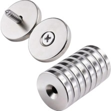 Marsilyan 2 Adet 25X10/5X5,5 mm Neodyum Mıknatıs Havşa Delikli Magnet Vida Atılabilir N35 Nikel Paslanmaz