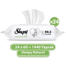 Rafta Sleepy Natural Yenidoğan Islak Bebek Havlusu 60'lı x 24 Adet