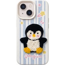 Microsonic Apple iPhone 15 Kılıf Stitched Puppy Plush Çizgili Penguen